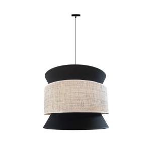 Lampe suspendue noire avec lin naturel