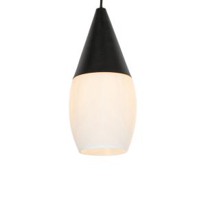 Lampe suspendue noire moderne avec verre opale