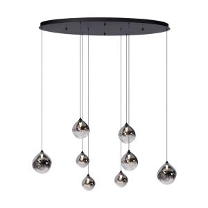 Lampe suspendue ovale en métal et verre avec 8 ampoules