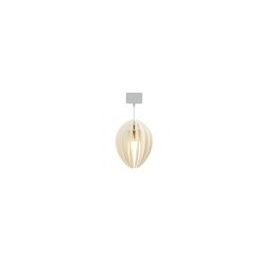 Lampe suspension bois et béton frêne teinté blanc cordon bl…
