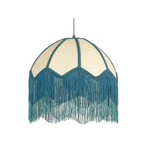 Lampe suspension en papier teinte naturel et bleu