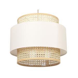 Lampe suspension en rotin beige et naturel