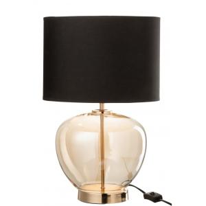 Lampe transparente verre or textile noir