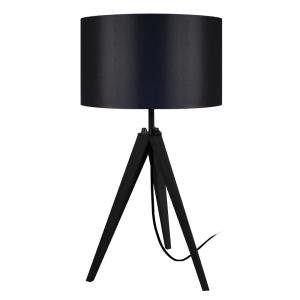 Lampe trepied bois H54cm noir Abat-jour noir