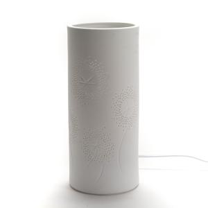 Lampe tube Graminées grand modèle blanc en porcelaine H28