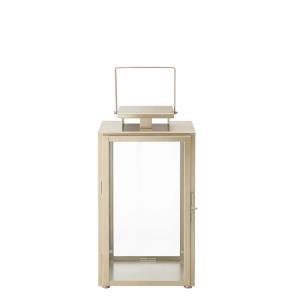 Lanterne décorative en verre et acier argenté brillant H37