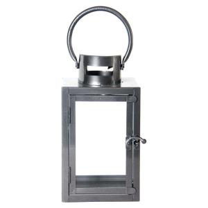 Lanterne en fer anthracite et verre 12 x 12 x 23 cm