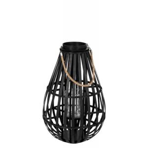 Lanterne en forme de goutte bambou noir H60cm