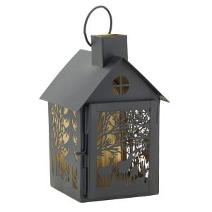 Lanterne en métal maison cerf