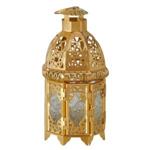 Lanterne métal doré style oriental 10x10x21cm