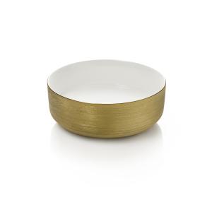 Lavabo à poser blanc/or en céramique