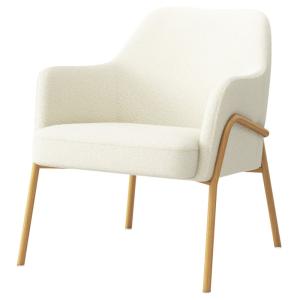 LAYTON- Fauteuil lounge en tissu Bouclé Ecru