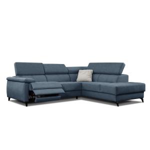 Le canapé d'angle droit 5 places bleu avec une relaxation