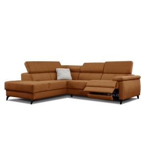 Le canapé d'angle gauche 5 places marron avec une relaxatio…