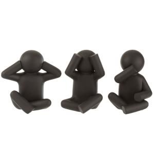 Les p'tits maurice de la sagesse en résine noire 24 cm