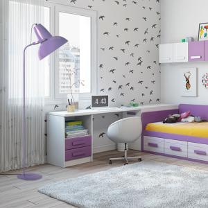 Liseuse métal H150cm mauve;Abat-jour:  mauve