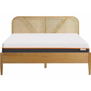 Lit 140x190 en bois et cannage   Matelas double confort