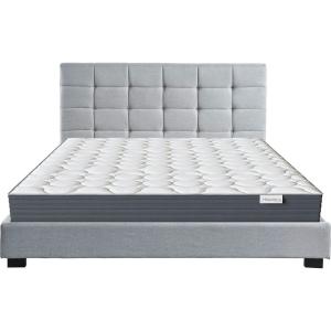 Lit 140x190 en tissu gris clair   Matelas à ressorts ensach…