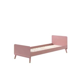 Lit 90x200 en bois massif rose table de chevet rose 2 tiroi…
