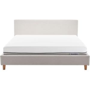 Lit adulte 140x190 en tissu bouclé beige   Matelas ressorts…