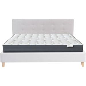 Lit adulte 180x200 en tissu beige   Matelas mémoire de form…