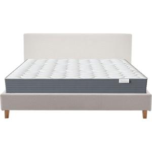Lit adulte 180x200 en tissu bouclé beige   Matelas mémoire…