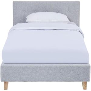 Lit adulte 90x190 en tissu gris chiné   Matelas mémoire de…