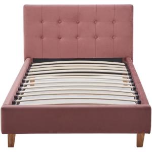 Lit adulte 90x190 en velours vieux rose   Matelas mémoire d…