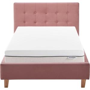 Lit adulte 90x190 en velours vieux rose   Matelas ressorts…