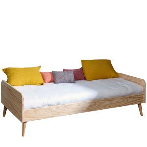 Lit avec barrière et pieds 90x190 cm bois massif