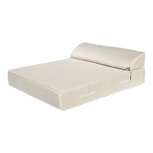 Lit bain de soleil extérieur en mousse 2 places beige et bl…