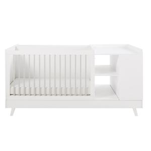 Lit bébé combiné blanc et gris L190