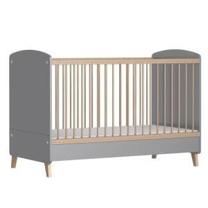 Lit bébé évolutif 70x140 cm effet bois gris et bois