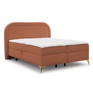 Lit boxspring 140x200 avec coffre de rangement et pieds dor…