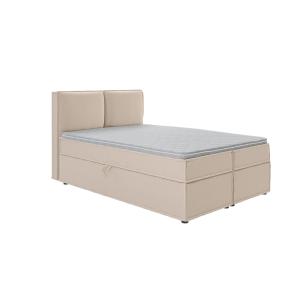 Lit boxspring 140x200 avec rangements, microfibre beige