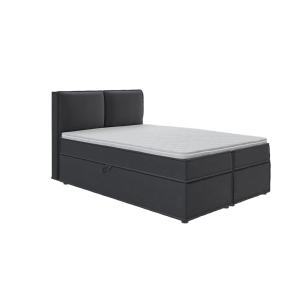 Lit boxspring 140x200 avec rangements, microfibre graphite
