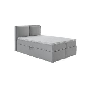 Lit boxspring 140x200 avec rangements, microfibre gris