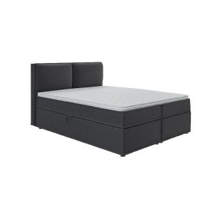 Lit boxspring 160x200 avec rangements, microfibre graphite