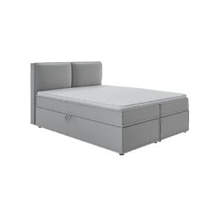 Lit boxspring 160x200 avec rangements, microfibre gris