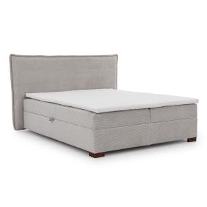 Lit boxspring 180x200 avec coffres, en velours côtelé gris