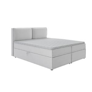 Lit boxspring 180x200 avec rangements, microfibre argenté