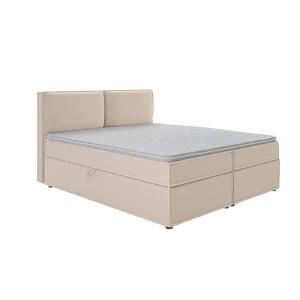 Lit boxspring 180x200 avec rangements, microfibre beige