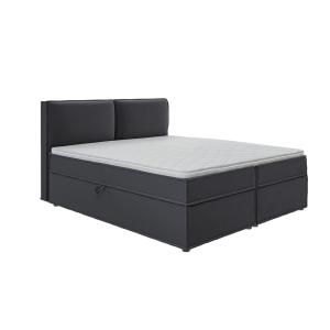 Lit boxspring 180x200 avec rangements, microfibre graphite