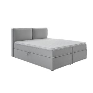 Lit boxspring 180x200 avec rangements, microfibre gris