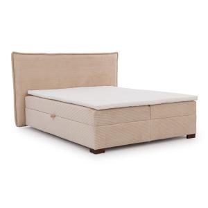 Lit boxspring 200x200 avec coffres, en velours côtelé beige…