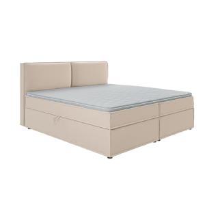 Lit boxspring 200x200 avec rangements, microfibre beige