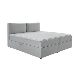 Lit boxspring 200x200 avec rangements, microfibre gris