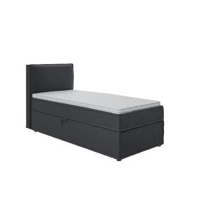 Lit boxspring 90x200 avec rangements, microfibre graphite