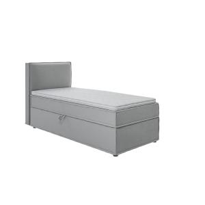 Lit boxspring 90x200 avec rangements, microfibre gris