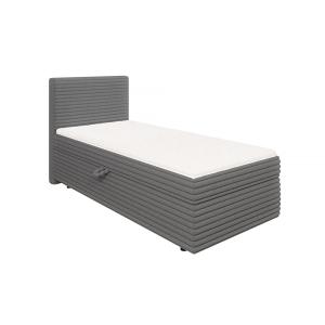 Lit boxspring 90x200 avec surmatelas et tiroirs velours gri…